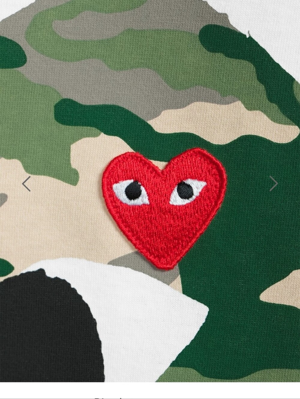 Comme des Garcons PLAY White Camo Heart Tee with Red Heart Accent - Picture 6 of 8
